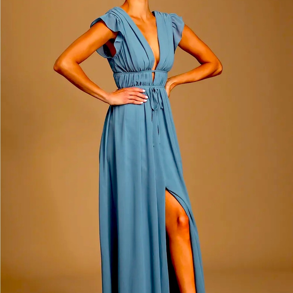 Lulu’s slate blue maxi dress